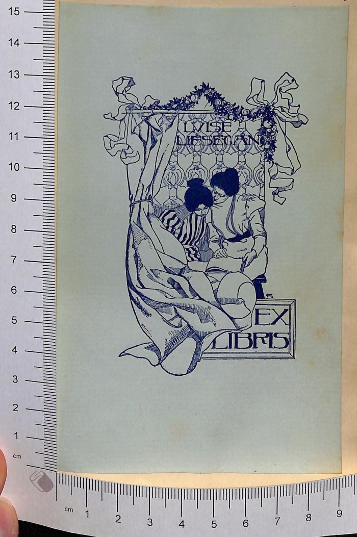- (Liesegang, Luise ), Etikett: Exlibris; 'EX LIBRIS Luise Liesegang'.  (Prototyp)