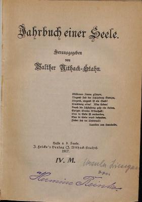 DLIT10266 : Jahrbuch einer Seele (1917)