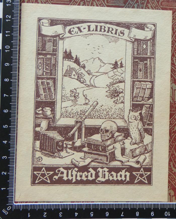 - (Bach, Alfred), Etikett: Exlibris; 'Ex-Libris Alfred Bach'. 