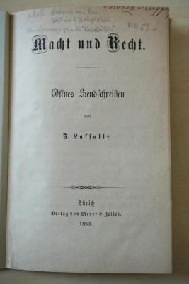 1971 A 1573 (Slg. Sozialistica): Macht und Recht. Offnes Sendschreiben (1863)