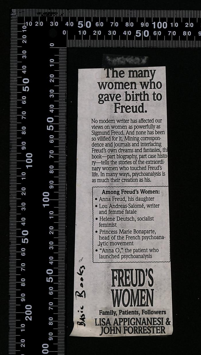 -, Ausschnitt: Lesezeichen; 'The many women who gave birth to Freud.
'