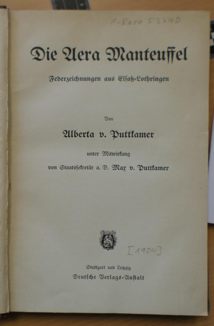 1-Rara 53 790 : Die Aera Manteuffel : Federzeichnungen aus Elsaß-Lothringen (1904)