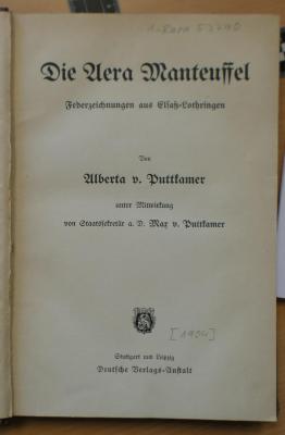 1-Rara 53 790 : Die Aera Manteuffel : Federzeichnungen aus Elsaß-Lothringen (1904)