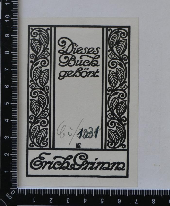Exlibris: "Erich Grimm"