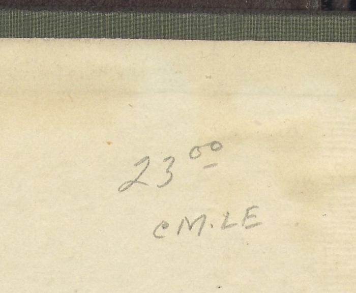 -, Von Hand: Notiz; '23°° CM.LE'