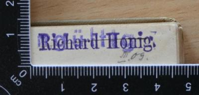 Stempel: "Richard Honig"