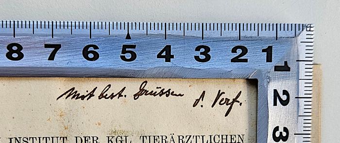 -, Von Hand: Widmung; 'Mit besten Grüßen d. Verf.'