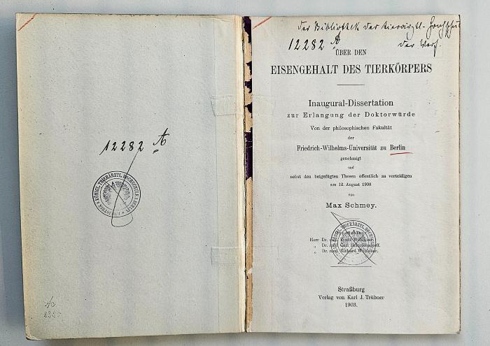  Über den Eisengehalt des Tierkörpers (1903)