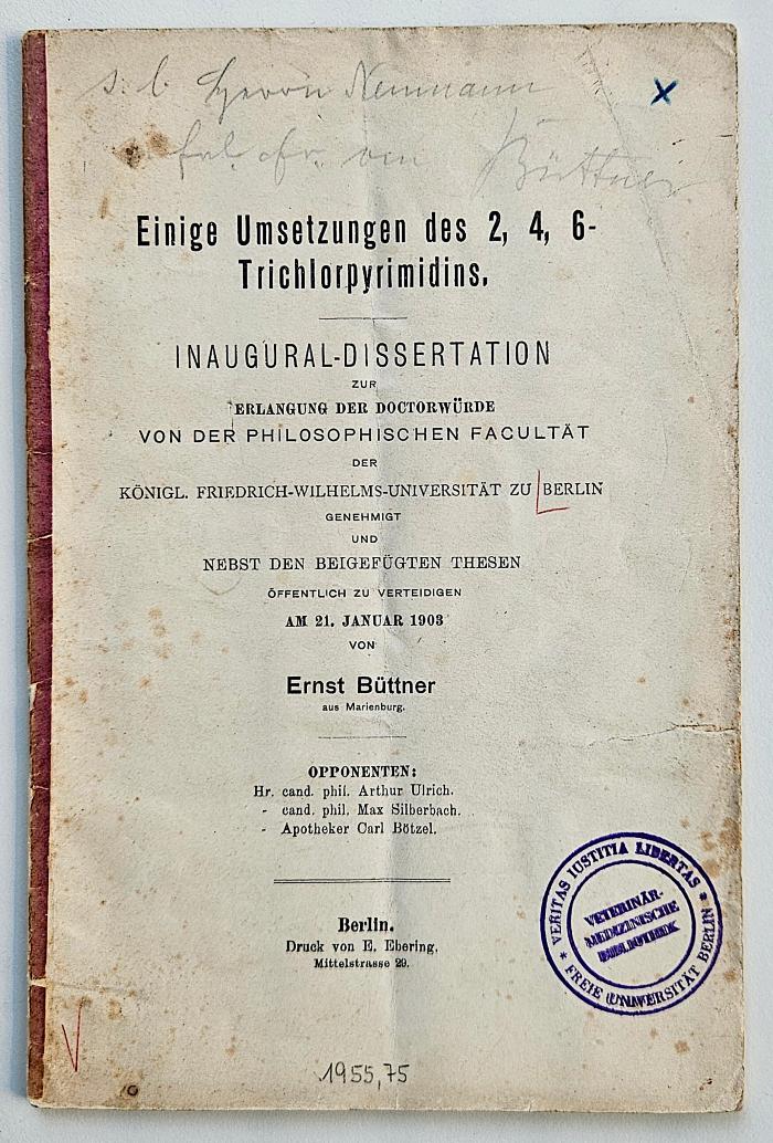  Einige Umsetzungen des 2, 4, 6-Trichlorpyrimidins (1903)