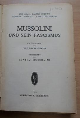 09/171 : Mussolini und sein Fascismus (1928)