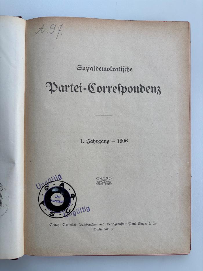 SH 3271-1 : Sozialdemokratische Partei-Correspondenz (1906)