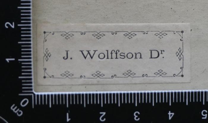 Etikett: "J. Wolffson Dr."