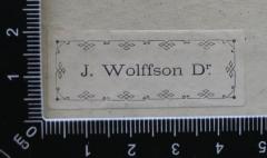 Etikett: "J. Wolffson Dr."