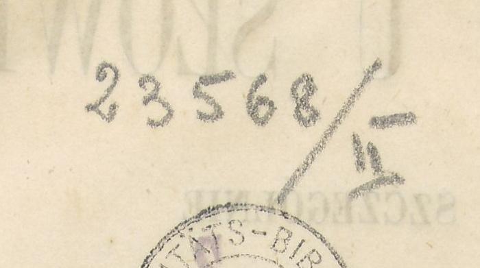 -, Von Hand: Inventar-/ Zugangsnummer; ' 23568/II '