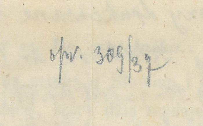 -, Von Hand: Inventar-/ Zugangsnummer; '[?] 309/37'