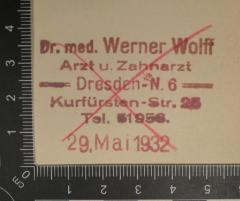Stempel: "Dr. med. Werner Wolff"