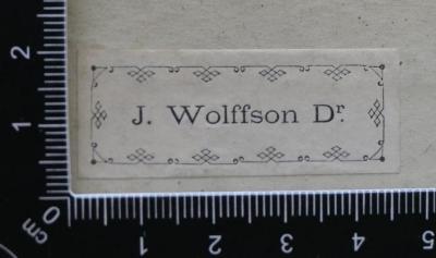 Etikett: "J. Wolffson Dr."