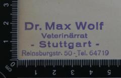 Stempel: "Dr. Max Wolf"