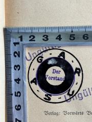 - (ARUSAG GmbH), Stempel: Berufsangabe/Titel/Branche; 'ARUSAG 
Der Vorstand'.  (Prototyp)