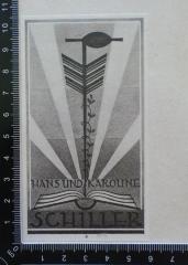 - (Schiller, Hans;Schiller, Karoline), Etikett: Exlibris; 'Hans und Karoline 
Schiller'. 