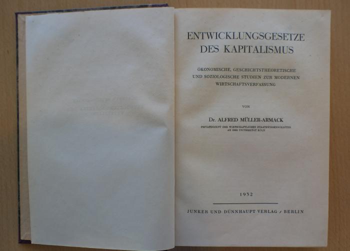4508 : Entwicklungsgesetze des Kapitalismus : Ökonomische, geschichtstheoret. u. soziol. Studien zur modernen Wirtschaftsverfassg (1932)