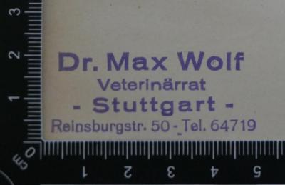 Stempel: "Dr. Max Wolf"