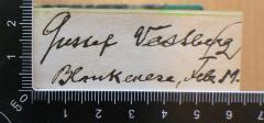 - (Westberg, Gustaf), Von Hand: Autogramm; 'Gustaf Vestberg
Blankenese, [Tele. d1?]'. 