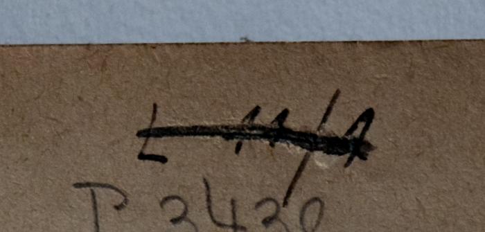 - (NSDAP-Gauarchiv Südhannover Braunschweig, Freimaurer-Bibliothek[?]), Von Hand: Signatur; 'L 11/1'. 