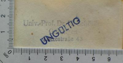 Stempel: "Univ.-Prof. Dr. H. Schöffler"