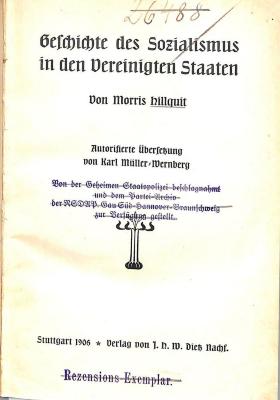 8/726 : Geschichte des Sozialismus in den Vereinigten Staaten. (1906)