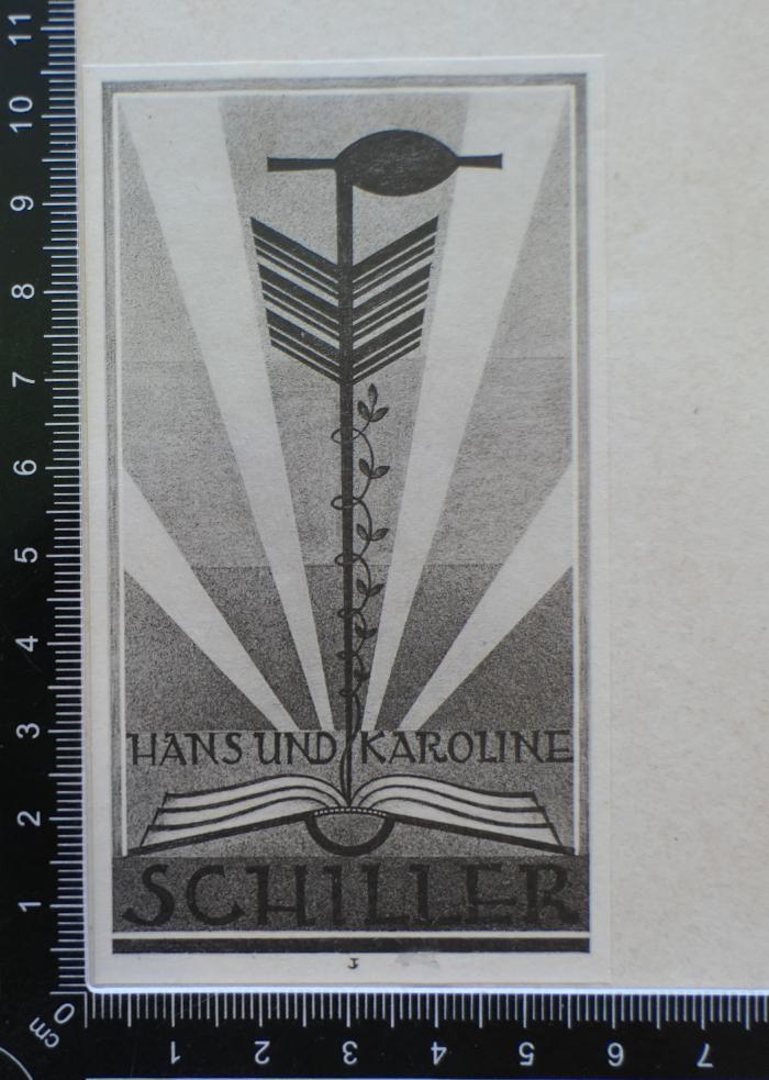 - (Schiller, Hans;Schiller, Karoline), Etikett: Exlibris; 'Hans und Karoline 
Schiller'. 