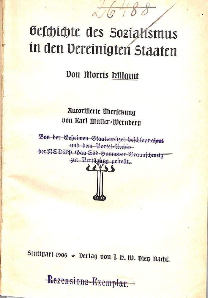 8/726 : Geschichte des Sozialismus in den Vereinigten Staaten. (1906)