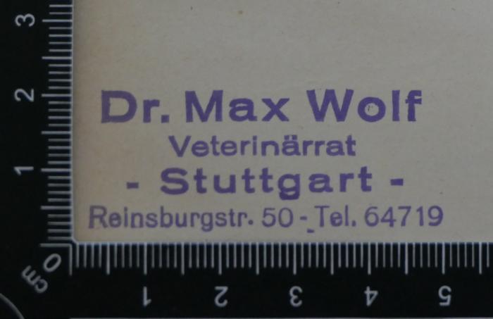 Stempel: "Dr. Max Wolf"