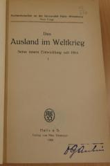 15/656 : Das Ausland im Weltkrieg: seine innere Entwicklung seit 1914 (1920)