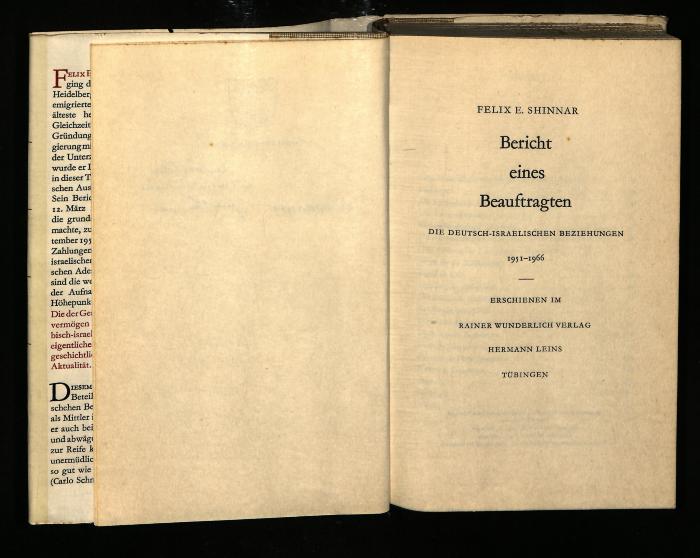 JUD II D 5510 : Bericht eines Beauftragten: Die Deutsch-Israelischen Beziehungen 1951–1966

