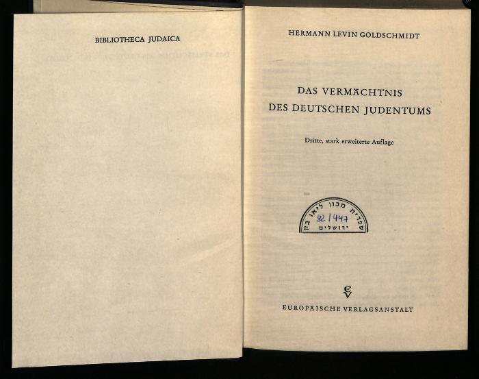 JUD II D 4792 : Das Vermächtnis des deutschen Judentums
