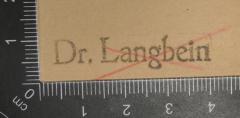 -, Stempel: Name; 'Dr. Langbein'