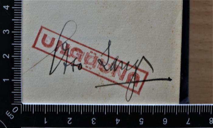 - (Lang, Otto), Von Hand: Autogramm; 'Otto Lang'. 