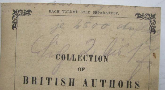 Cq 366 2.Ex.: 'Twixt land and sea tales (1912);- (unbekannt), Von Hand: Notiz, Nummer, Signatur; '[...]
je 2500 Auflag[.]
Sig. 2 bis 17.'. 