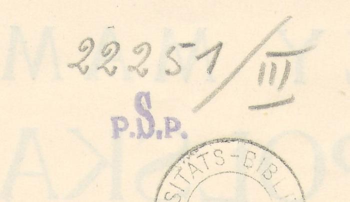 -, Von Hand: Inventar-/ Zugangsnummer; '22251/III'