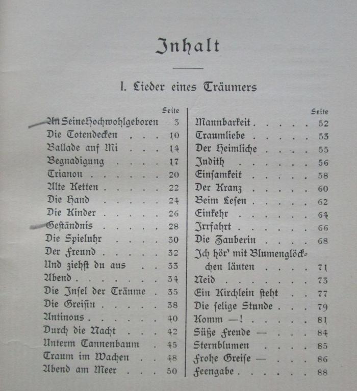 III 51640 b: Dreiklang : Ein Buch Gedichte (1905);- (unbekannt), Von Hand: Annotation. 