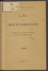 Hp 3010:F8 : Lei do divorcio : publicada do diario do Governo de 4 de novembro de 1910. (1910)