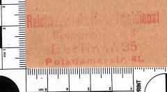 - (Reichszentrale für Heimatdienst), Stempel: Name, Ortsangabe; 'Reichszentrale für Heimatdienst / Rednerre[...] 8 / Berlin W. 35 / Potsdamerstr. 41.'. 