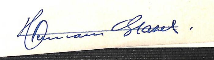 - (Starel[?], Hermann), Von Hand: Autogramm; 'Hermann Starel[?].'. 