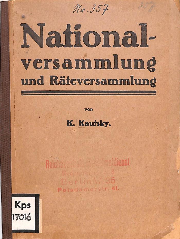 Kps 17016 : Nationalversammlung und Räteversammlung. ([1919])
