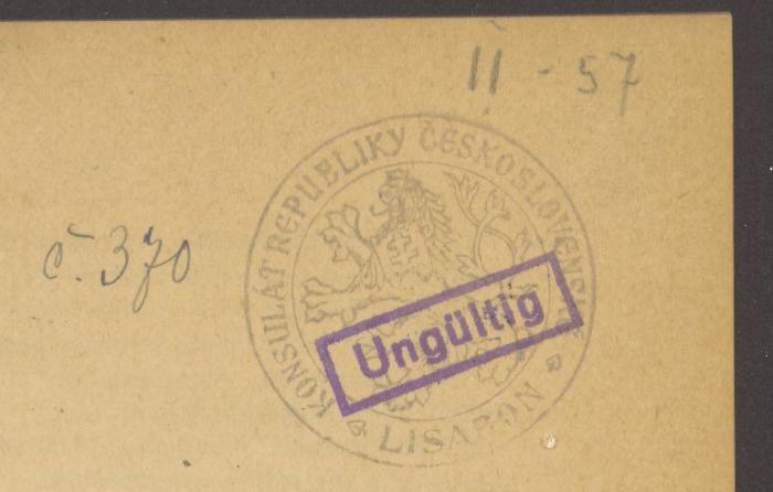 -, Von Hand: Inventar-/ Zugangsnummer; 'II-57 Č.370'