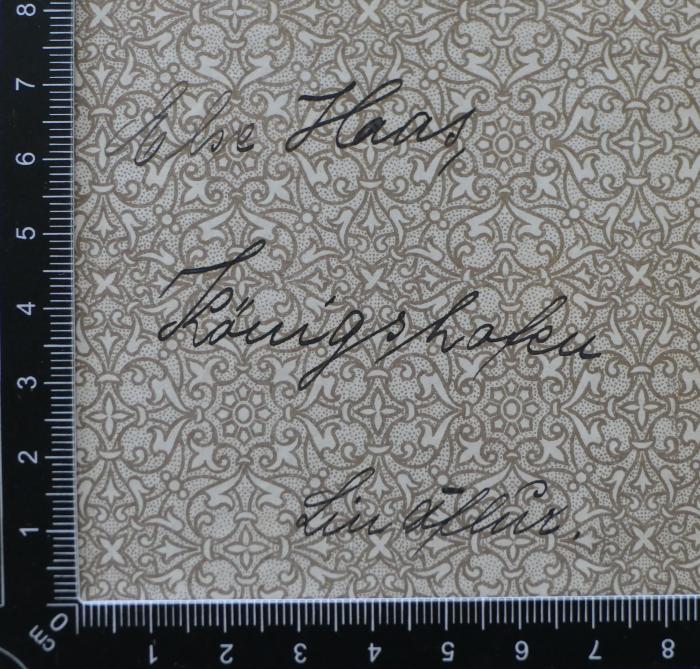 - (Haas, Else), Von Hand: Autogramm; 'Else Haas
Königshafen
[...]flur'. 