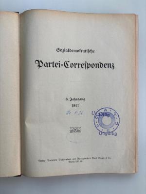 SH 3271-6 : Sozialdemokratische Partei=Correspondenz (1911)