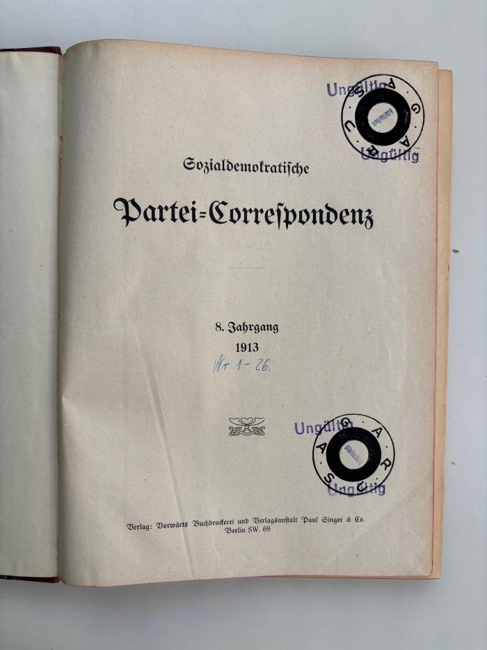 SH 3271-8 : Sozialdemokratische Partei=Correspondenz (1913)