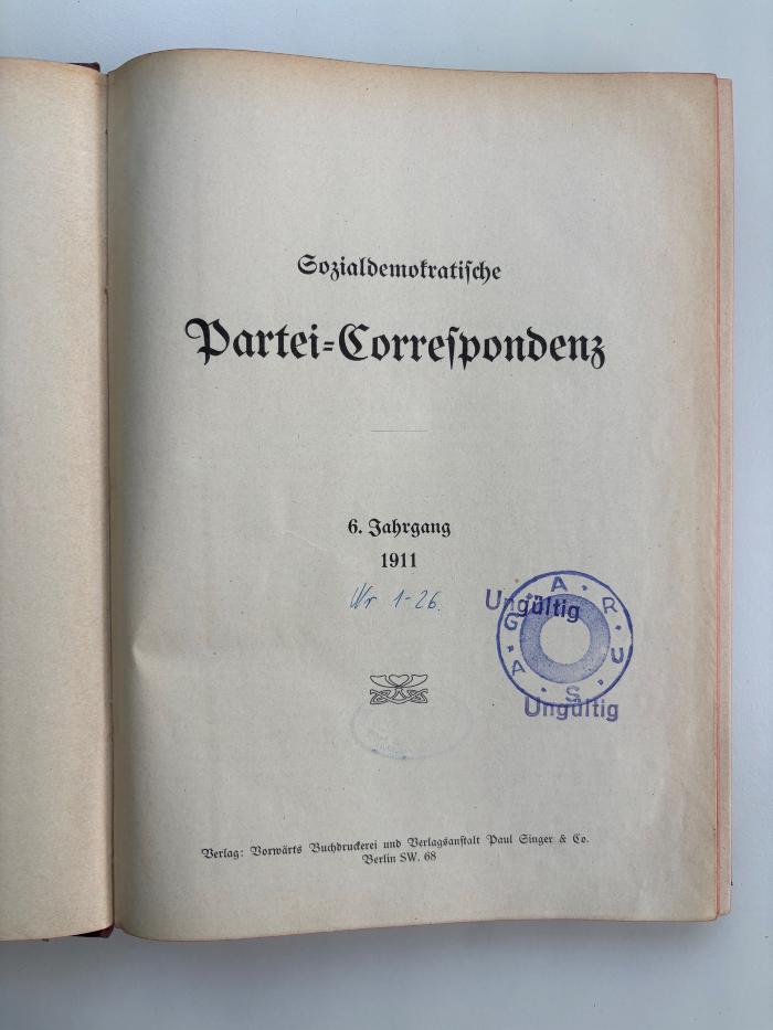 SH 3271-6 : Sozialdemokratische Partei=Correspondenz (1911)